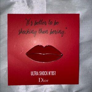 New Christian Dior • Red Enamel Pin Brooch • Lips  • New on card In Cellophane.